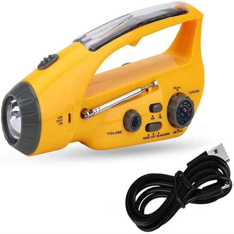 Portable Radio Emergency Solar Hand Crank Manual Power Generator for Household and Outdoor LED Flashlight