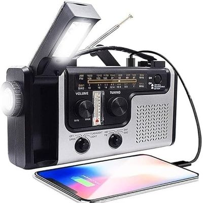 Emergency Radio,Rechargeable Weather Solar Hand Crank Dynamo Multifunction with LED Flashlight, Read