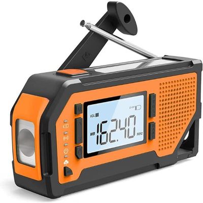 Weather Radio 2000mAh Solar Hand Crank Emergency 4 Ways Powered AM/FM/NOAA Alert Portable with Flashlight Reading Lamp Cellphone Charger and SOS Alarm