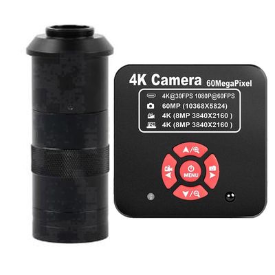 20205 NEW 4K 60MP HDMI USB TF Industrial Video Microscope Camera For Phone PCB Repair & 100X C-Mount Lens