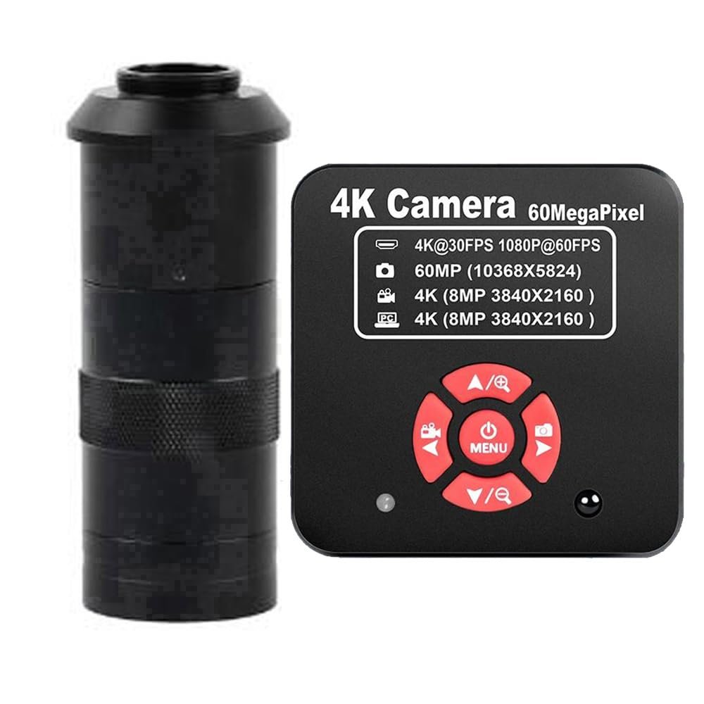 20205 NEW 4K 60MP HDMI USB TF Industrial Video Microscope Camera For Phone PCB Repair & 100X C-Mount Lens