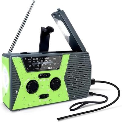 Emergency Weather Radio Am/Fm, 2000Mah Hand Crank Wind up Solar with Led Flashlight Sos Alarm Cellphone Charger for Outdoor Camping Survival