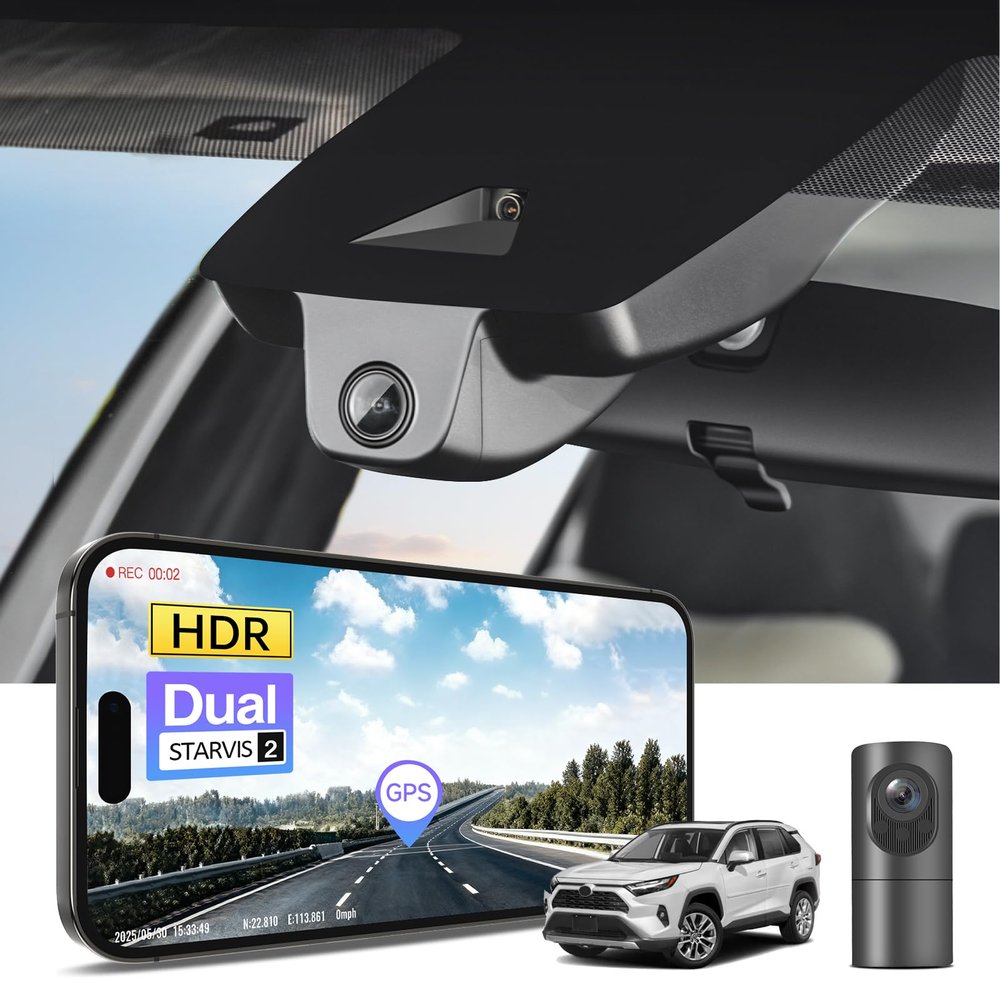 4K Front & 2K Rear 2 Channel HDR Dash Cam, Dual STARVIS 2 IMX678 IMX675, Custom Fit for Toyota RAV4 & Hybrid 2022-2025 (Model B),LE Limited SE Adventure XLE etc, 5GHz WiFi, GPS, 128GB Card