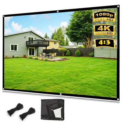 60-200 inch Projector Screen,Black Backing Anti-Crease Movies Screen, 4:3 Foldable Portable Projection Screen for Indoor Outdoor(84inch(170x128cm))