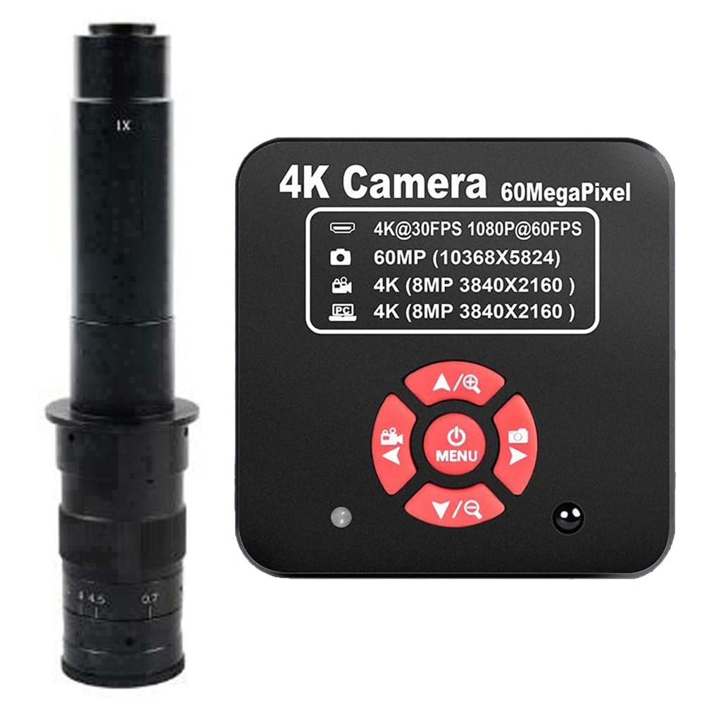 20205 NEW 4K 60MP HDMI USB TF Industrial Video Microscope Camera For Phone PCB Repair & 300X C-Mount Lens