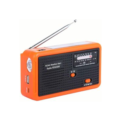 Emergency Hand Crank Radio Portable Camping Solar AM/FM/NOAA Weather with Reading Lamp, LED Flashlight for Household Outdoor Survival