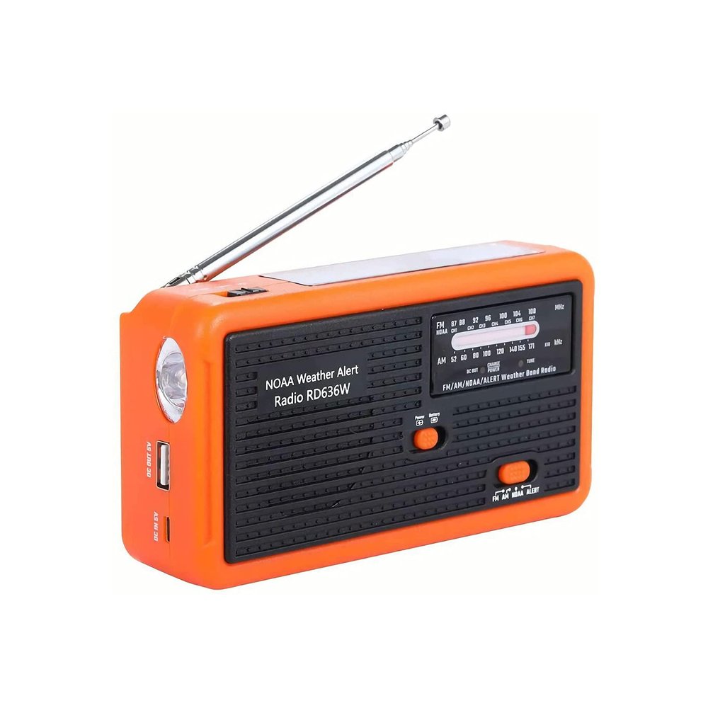 Emergency Hand Crank Radio Portable Camping Solar AM/FM/NOAA Weather with Reading Lamp, LED Flashlight for Household Outdoor Survival
