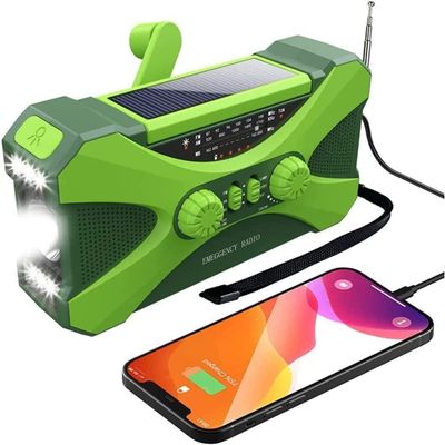 Emergency-Radio Hand Crank Solar Portable Weather Radios,AM/FM, LED Flashlight, Alarm Clock,SOS,10000mAh Power Bank