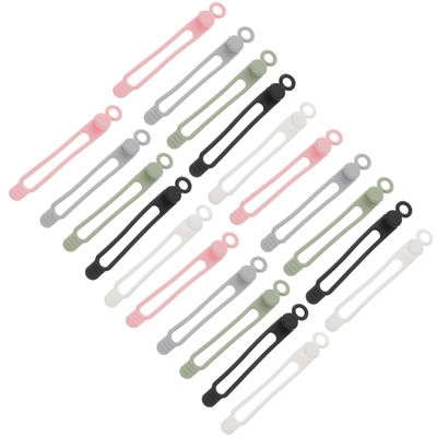 TIDTALEO 20pcs Silicone Cable Straps Wire Fixing Straps Adjustable Cable Organizer for Earphone USB Data Cords with Buckle and Hanging Multi-Color Wire Wraps for Home Office