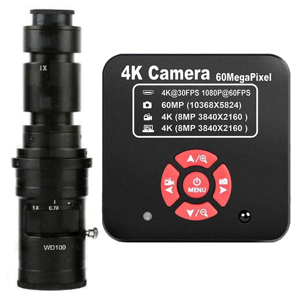 20205 NEW 4K 60MP HDMI USB TF Industrial Video Microscope Camera For Phone PCB Repair & 500X C-Mount Lens