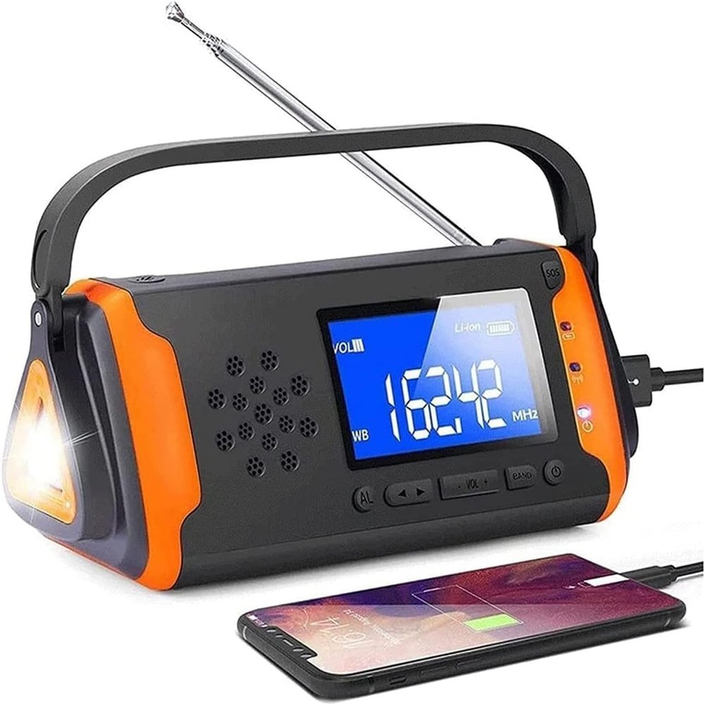 Solar Radio 4000mAh Hand-Crank Flashlight fm with Mobile Phone Charging Function Suitable for Outdoor use The Most Beautiful Gift