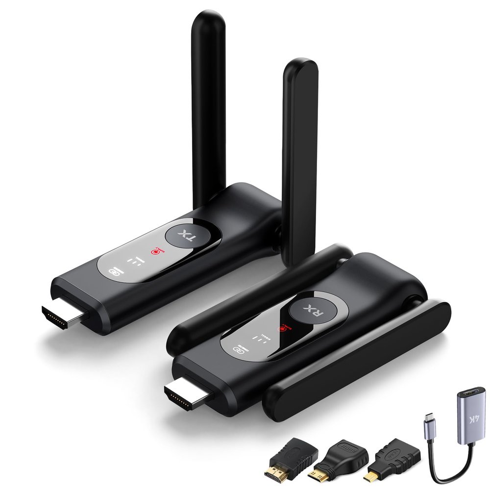 HDMI Wireless Receiver and Transmitter,HDMI Adapter Plug and Play,165FT,LED Display,Up to 8 RXs,2.4+5GHz,Used for Wirelessly Streaming Video and Audio from Laptop,Cable TV Box,Camera,PC to TV/Monitor