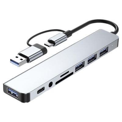 BESPORTBLE Multi-Port USB Hub Type-C Adapter with Expansion High-Speed USB MicroSD Memory Card Reader Audio Jack Compatible with Laptop Computer for Fast Data Transfer and Device Protection