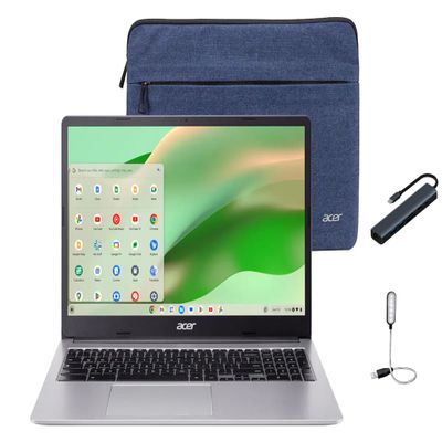acer Chromebook 315 15.6 inch FHD Laptop, Intel Celeron N4500, 1.1GHz, 4GB RAM, 64GB eMMC, SD Card Reader, Protective Sleeve Included, Chrome OS, Silver with HEXAccessories