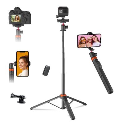 Jishane Camera Tripod with 360 Ball Head, 66.5'' Selfie Stick Tripod with 1/4" Screw & Action Camera Adapter, Compatible with Gopro Hero 13/12/11/10, DJI OSMO Pocket 3 & Action 6/5 pro/4, Insta360 X5
