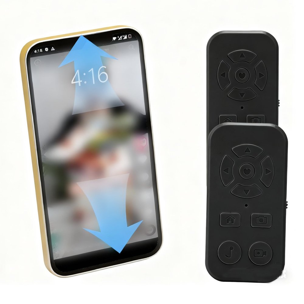 LICAEVEY Phone Remote Control, Camera Shutter Video Recording, Page Turner Scrolling Remote Handsfree for Android Smartphone Tablet Wide Compatibility (Black)