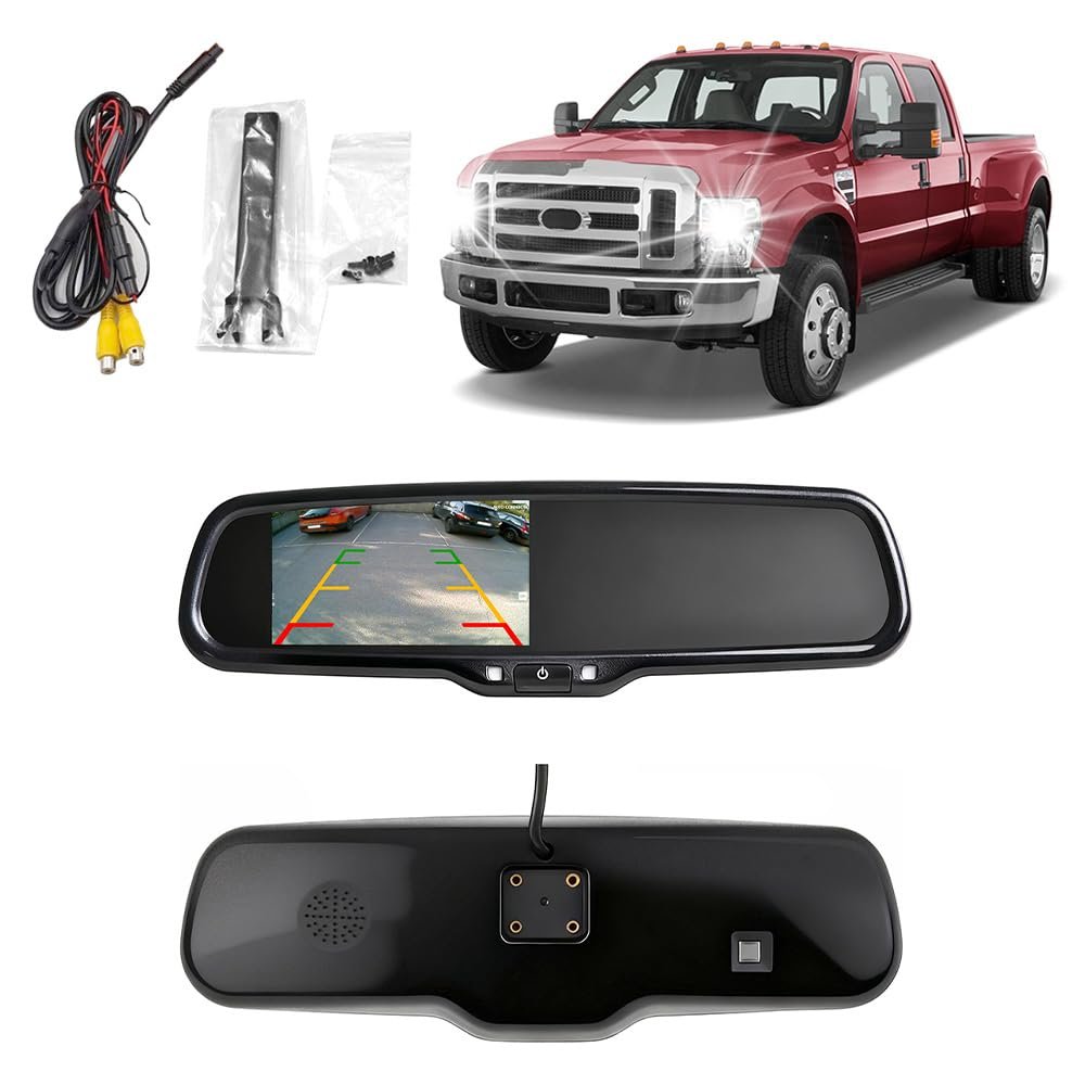 Car Mirror Monitor, Rear View Mirror Monitor, with RCA Connector & Custom Bracket and High Resolution Screen (for Ford Explorer 2006-2013)