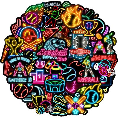 120PCS Neon Baseball Stickers Neon Sports Theme Stickers, Baseball Party Favors Sports Party Gifts Decorations Basketball Vinyl Decals for Water Bottles Laptop Luggage Helmet Skateboard Guitar