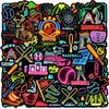 120PCS Neon Baseball Stickers Neon Sports Theme Stickers, Baseball Party Favors Sports Party Gifts Decorations Basketball Vinyl Decals for Water Bottles Laptop Luggage Helmet Skateboard Guitar view 2