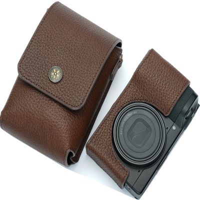 BMAOLLONGB GR IV Case, Handmade Genuine Real Leather Full Camera Case Bag Cover for Ricoh GR IV GR4 Bottom Opening Version (Coffee)