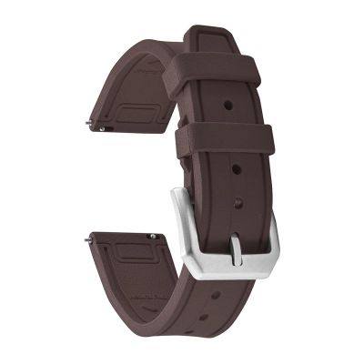 20mm 21mm 22mm Heavy Duty Fluoroelastomer Watch Bands Deployment Buckle Waterproof Raplcement FKM Rubber Straps for(Brown,21mm)