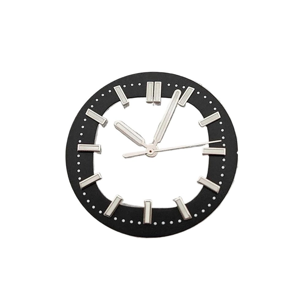 30.5mm Watch Dial Pointers Set Transparent Green Luminous Dial Watch Face+Hands Fit For NH35 Movement(Black)