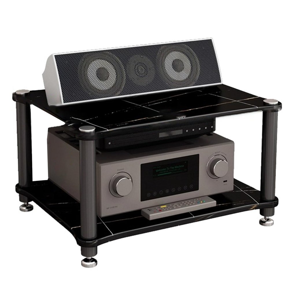 2/3/4-Tier Hi-Fi Shelf Professional Audio Rack Stand Equipment Cabinet with Multiple Shelves for Home Theater, Studio Gear, and AV Receiver Storage(Black,60 * 48 * 36cm(2Tier))