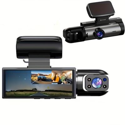 1080P Dual Dash Cam: Front/Inside, 32GB, IR Night Vision, 170 Wide Angle, G-Sensor, 24H Parking. Easy Install. Ideal Gift. (with 1080P)