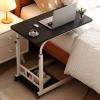 AWGTGCVY Movable Side Table, Adjustable Sofa Tray Table, Bedside Portable Table with Wheels, C-Shaped Detachable Bed Laptop Table, Suitable for Living Room and Bedroom, Black. (Warm White) view 2