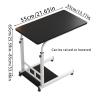 AWGTGCVY Movable Side Table, Adjustable Sofa Tray Table, Bedside Portable Table with Wheels, C-Shaped Detachable Bed Laptop Table, Suitable for Living Room and Bedroom, Black. (Warm White) view 3