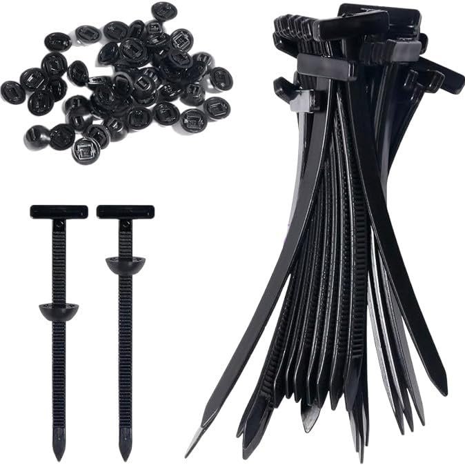 100Pcs Nylon Universal Cable Tie Buckle, Heavy Duty Self-Locking Nylon Zip Ties Holder, Multipurpose Plastic Cable Ties Tool for Car Daily Repair
