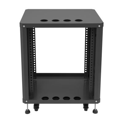 12U Network Rack with Wheels, Rolling AV Equipment Rack Server Cabinet, 19.8" x 22.4" x 23.6" Carbon Steel Metal Home Studio Rack, Universal Network Server Case for Data/IT/Media Equipment (Black)