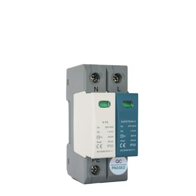1+NPE Surge Protector 20KA-40KA, AC 220V 230V AC 275V House Surge Protector, Protector Din Rail Installation(2Pole with RC)