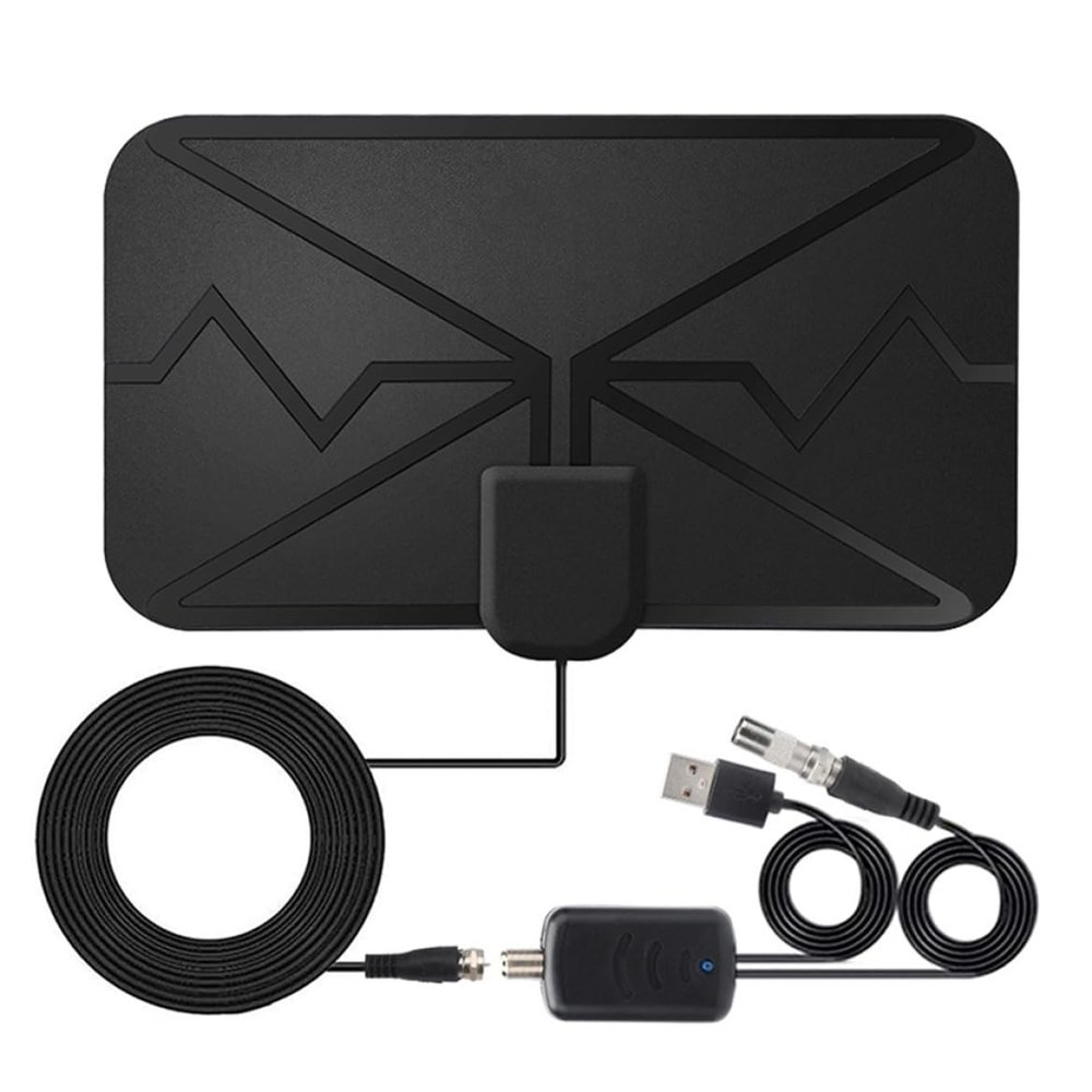 TV Digital Antenna HDTV Indoor DVB-T Amplified Antennas Arial Freeview for Local Channels Black