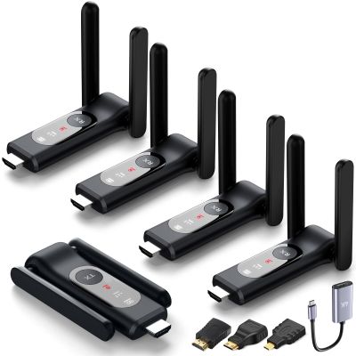Wireless HDMI Transmitter and 4 Receivers,Up to 8 RXs,Extender Plug and Play,165FT,Smart Thermal Control,LED Display,2.4+5.8GHz Wirelessly Expansion from Laptop/PC/Cable Box to Multiple TVs/Projectors