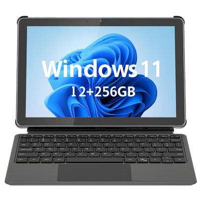 AWOW Windows 11 Tablet with Keyboard: 10.1" in-Cell Display Tablet PC, Mini Laptop 2-in-1, Intel N150, 12GB RAM 256GB SSD, PD 36W Fast Charging, WiFi 6, BT 5.0, HDMI, Type-C, 8MP+5MP Camera