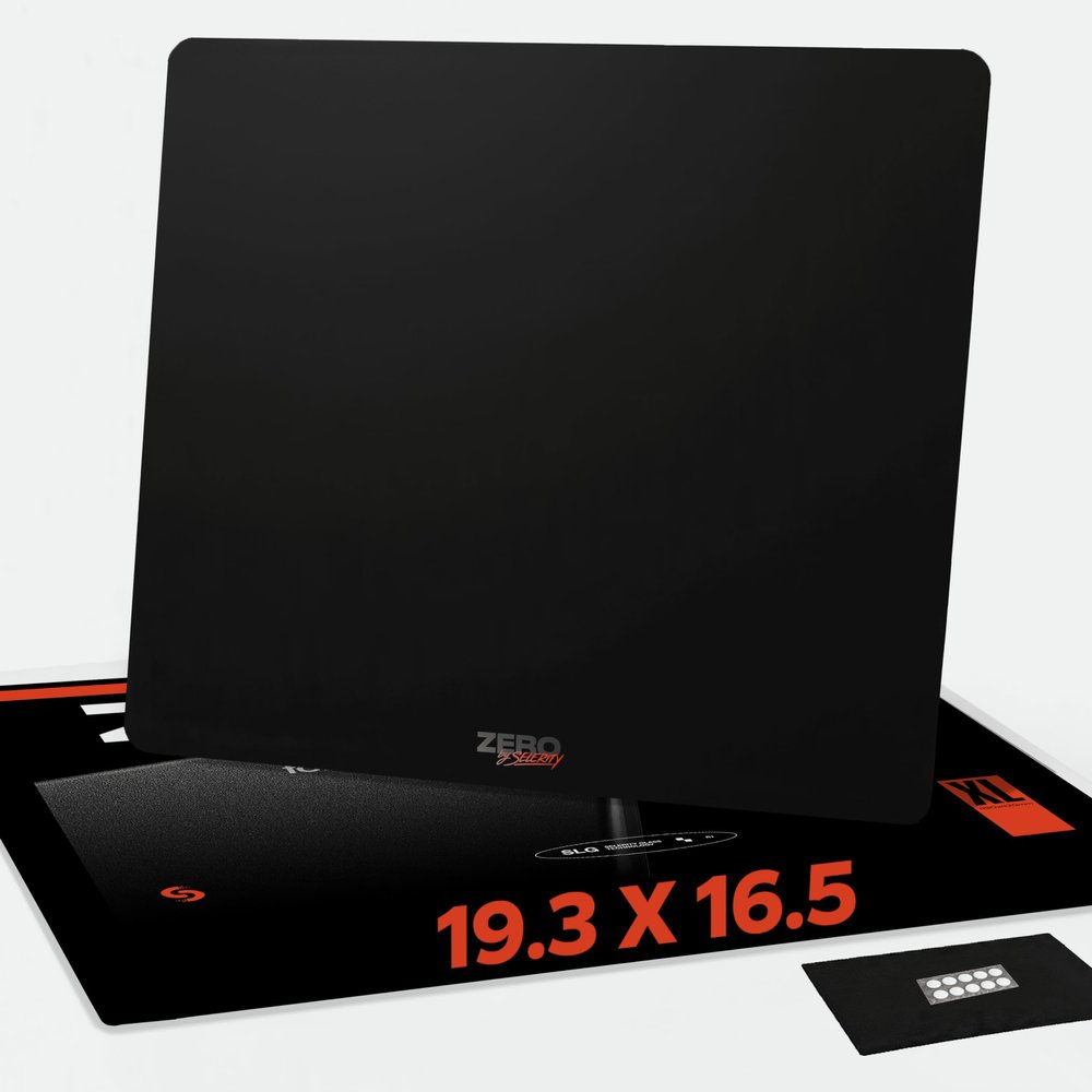 Glass Gaming Mouse Pad Large 19.3 x 16.5 inch  Tempered Hard Mousepad with Full Silicone Base Glasspad for FPS Gaming, Zero Friction, XL, Black