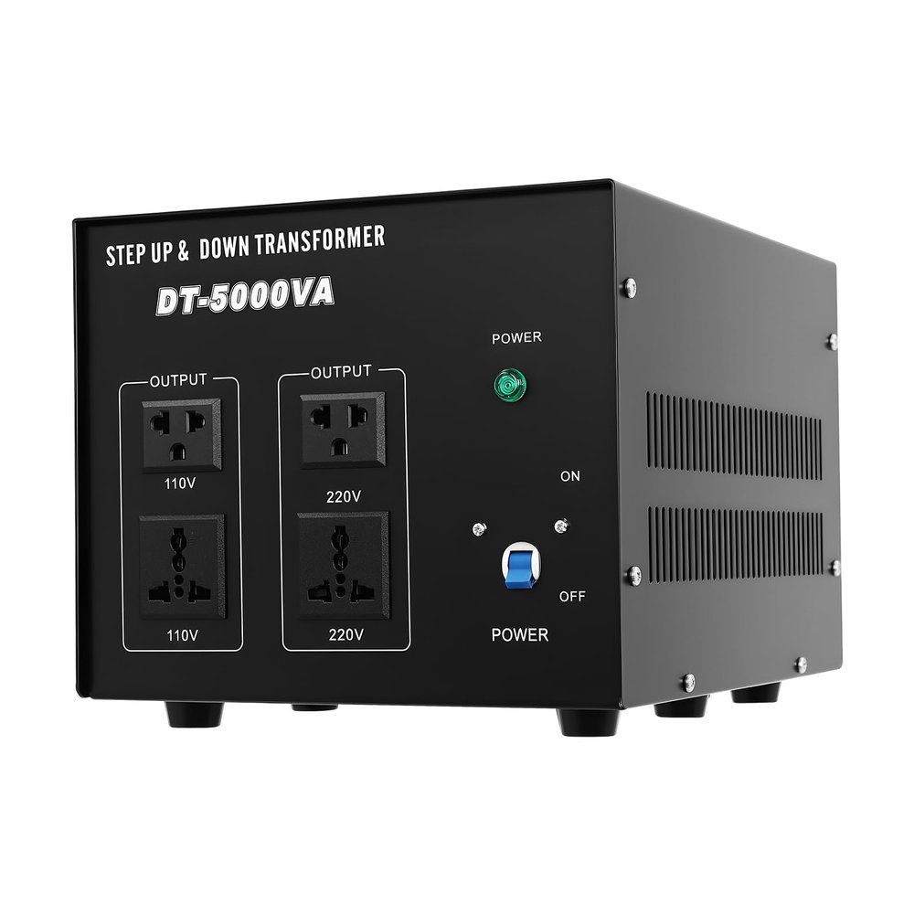 Voltage Converter Transformer 5000VA Step Up/Down Convert from 110 Volt to 220 Volt 4 Sockets Multi - Protection Mechanisms (2 Universal Sockets, 2 US Standard)