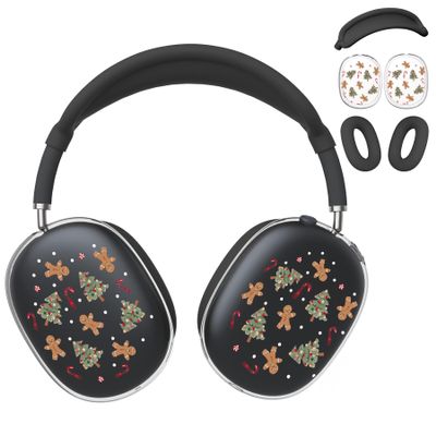 BlHMCASE Headphone Cover for AirPods Max, Cute Christmas Tree Gingerbread Man Clear Ear Cups Covers, Black Silicone Ear Pad Case Headband Cover for Apple AirPods Max