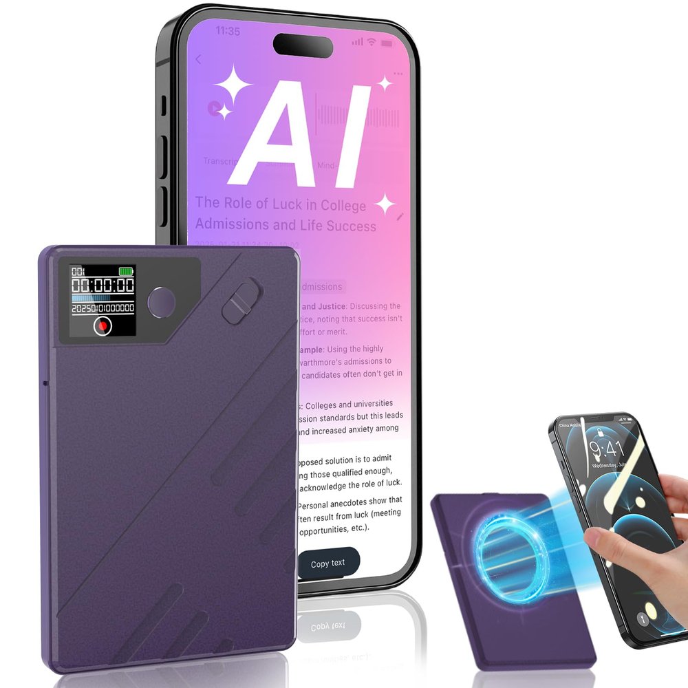 Ai Voice Recorder, Note Voice to Text Recorder W/Magnetic Case, App Control, Transcribe & Summarize with by Chatgpt, Support 112 Languages, 64GB Memory, Audio Recorder for Lectures, Meetings, Calls