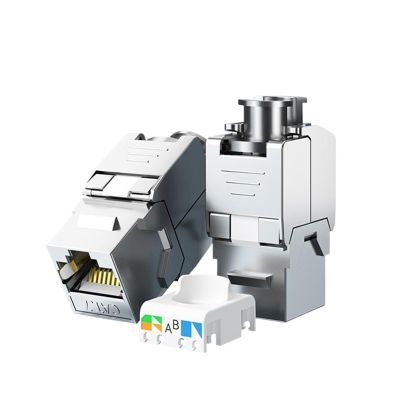 1 Pcs Cat6a Cat7 Cat8 Jack, RJ45 STP Zinc Alloy Module Shielded Adapter 40 Gigabit(CAT7 STP)
