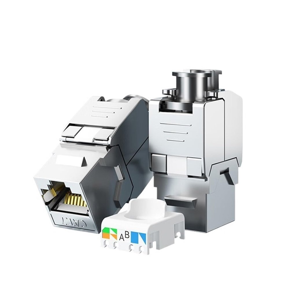 1 Pcs Cat6a Cat7 Cat8 Jack, RJ45 STP Zinc Alloy Module Shielded Adapter 40 Gigabit(CAT7 STP)