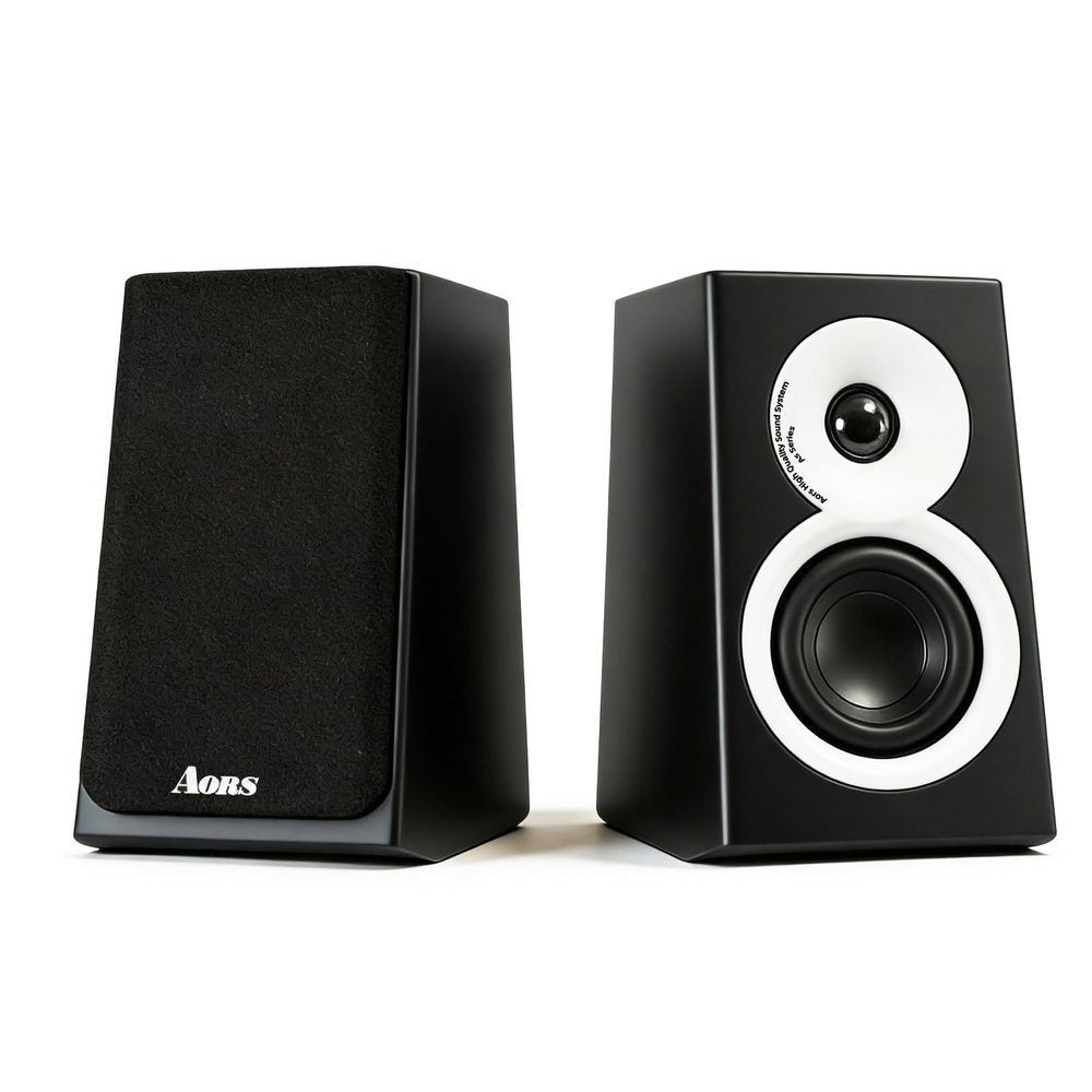 AORS Active Bookshelf Speakers for TV & Desktop  Powered Stereo Bluetooth 5.3 Speaker with Optical & RCA Inputs, Subwoofer Output, Modern Wooden Design(AS-42 Black)