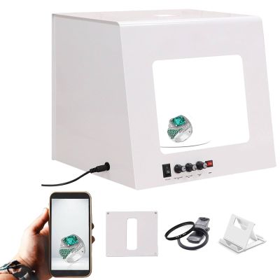 Memykoy Electric Rotating Dimmable Photography Tent Kit with Brightness Adjustable, Dimmable Jewelry Shooting Tent Softbox, Removable Black Background T20