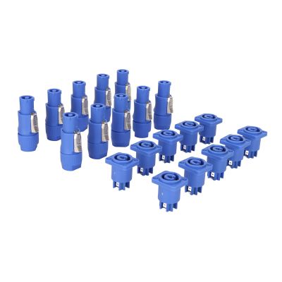 SUNGOOYUE Aviation Power Connector Set, 20 Amp 3-Pin, Blue ABS, Male and Female Connectors with Plated Contacts for Stage and Beam Lighting, 10 Pairs