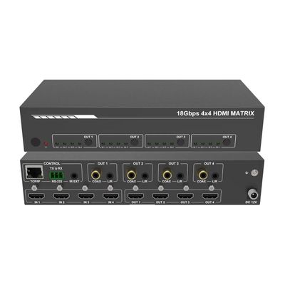 DVDO 4x4 4K HDMI 18Gbps Matrix Switcher with Audio Outputs, Black