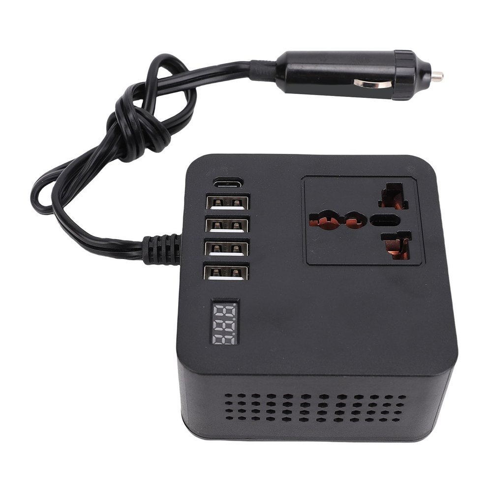 YWBL-WH Car Power Inverter, 150W DC 12V 24V to AC 110V 220V Converter with 4 USB A and 1 Type C Ports, for Road Trips Camping Emergencies