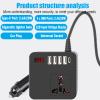 YWBL-WH Car Power Inverter, 150W DC 12V 24V to AC 110V 220V Converter with 4 USB A and 1 Type C Ports, for Road Trips Camping Emergencies view 4