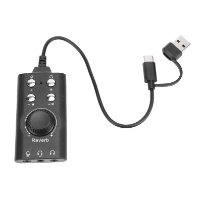 ASHATA USB to 3.5mm Jack Audio Adapter External Sound Card, with Volume Control and Voice Changer, for PC Laptop Desktop Headset Microphone