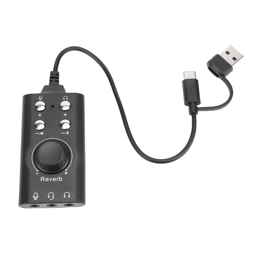 ASHATA USB to 3.5mm Jack Audio Adapter External Sound Card, with Volume Control and Voice Changer, for PC Laptop Desktop Headset Microphone